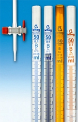 Egyenes büretta, barna üvegből, B jelű, Schellbach csíkkal, WITEG